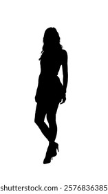 silhouette of young beautiful woman - vector illustration
