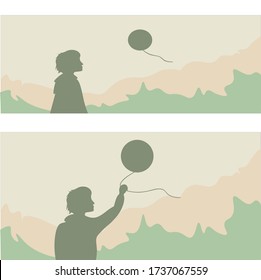 silhouette of a young boy looking at a flying ball