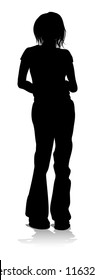 Silhouette young college student or teenager hanging out
