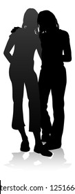 Silhouette young college students or teenagers hanging out together