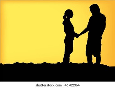 silhouette of a young couple