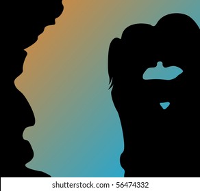 Silhouette of a young couple