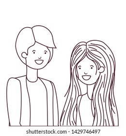 silhouette of young couple in white background
