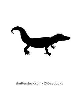 Silhouette of a young crocodile - vector illustration	
