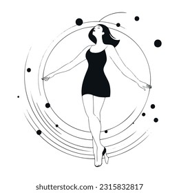 Silhouette de una joven bailarina. logotipo o diseño corporativo para una escuela de danza, salón de belleza, programa de teatro.