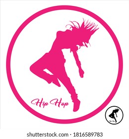 Silhouette of A young girl dance hip-hop, color can be changed in one click