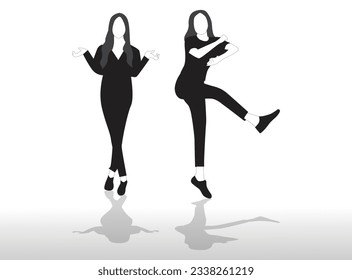  silhouette of a young girl in a dress vector