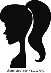 silhouette of young girl - vector