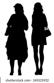 Silhouette of young girls on white background