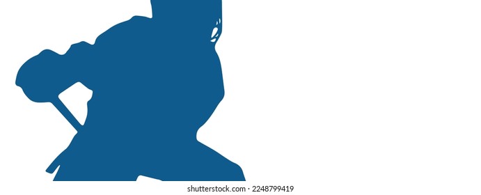 Silhouette of a young hockey player in motion against white background. Sports illustration with space for text placement, promotion, advertising, promotions, etc.