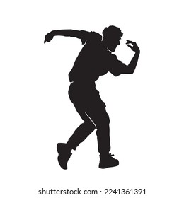 Silhouette of young male dancer vector isolated. on white background.