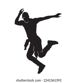 Silhouette of young male dancer vector isolated. on white background.