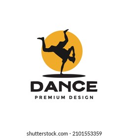 silhouette young man battle dance vintage logo