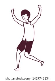 silhouette of young man dancing in white background