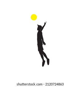 silhouette young man jumps smash volley logo design, vector graphic symbol icon illustration creative idea