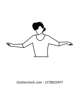 silhouette of young man on white background vector illustration design