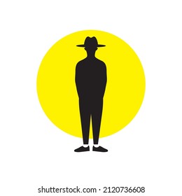 silhouette young man with round hat logo design, vector graphic symbol icon illustration