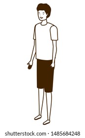 silhouette of young man standing on white background