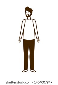 silhouette of young man standing in white background