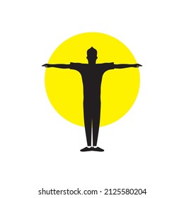 silhouette young man training gymnastics logo design, vector graphic symbol icon illustration creative idea