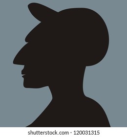 Silhouette of young man, vector icon