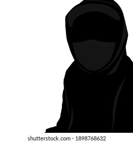 silhouette of a young man wearing a hoodie and mask, on white background. vector illustration
