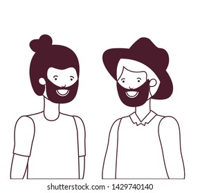 silhouette of young men in white background