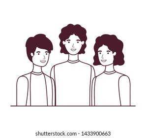 silhouette of young men in white background