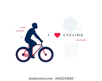 Silhouette of Young persons riding casual cycling - Stock Illustration as EPS 10 File