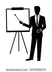 Silhouette of a Young Professional Giving a Presentation