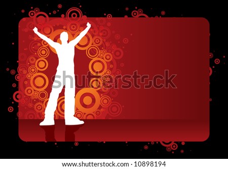 Silhouette of young winner man.