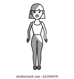 silhouette young woman with hairstyle and casual cloth