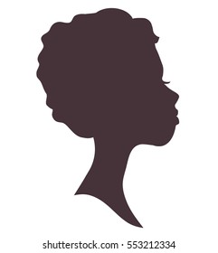 Silhouette of young woman head. Lovely girl. Pretty face