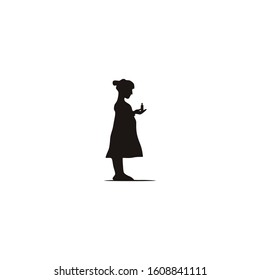 silhouette young woman holding candle  Logo Ideas. Inspiration logo design. Template Vector Illustration. Isolated On White Background