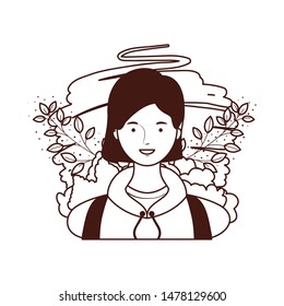 silhouette of young woman with landscape background