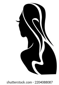 Silhouette of a young woman. Logo for cosmetics, beauty salon