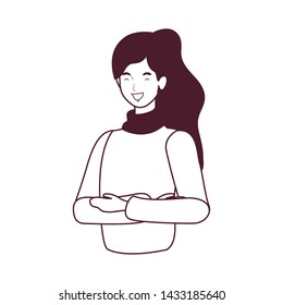 silhouette of young woman on white background