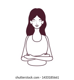 silhouette of young woman on white background