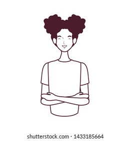 silhouette of young woman on white background
