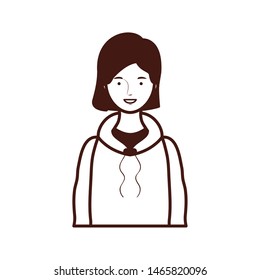 silhouette of young woman on white background