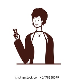 silhouette of young woman on white background