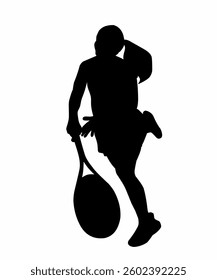 Silhouette of Young Woman Playing Tennis Digital Art