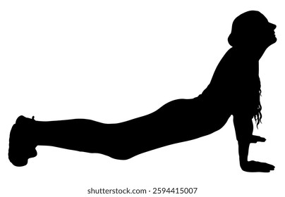 Silhouette of young woman practicing physical exercise. Vector illustration