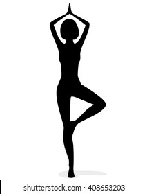 Silhouette young woman practicing yoga
