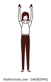silhouette of young woman standing on white background