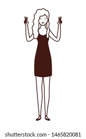 silhouette of young woman standing on white background