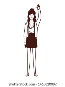 silhouette of young woman standing on white background