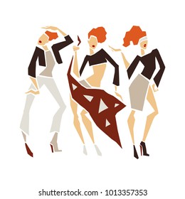 Silhouette young woman. Stylization fashion girls. Handmade illustration
