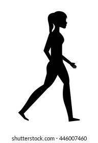 silhouette young woman walking isolated icon design, vector illustration  graphic 