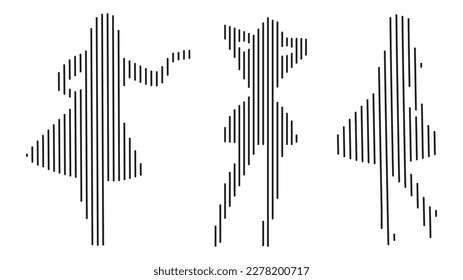 Silhouette of young womans, set, isolated vector illustration